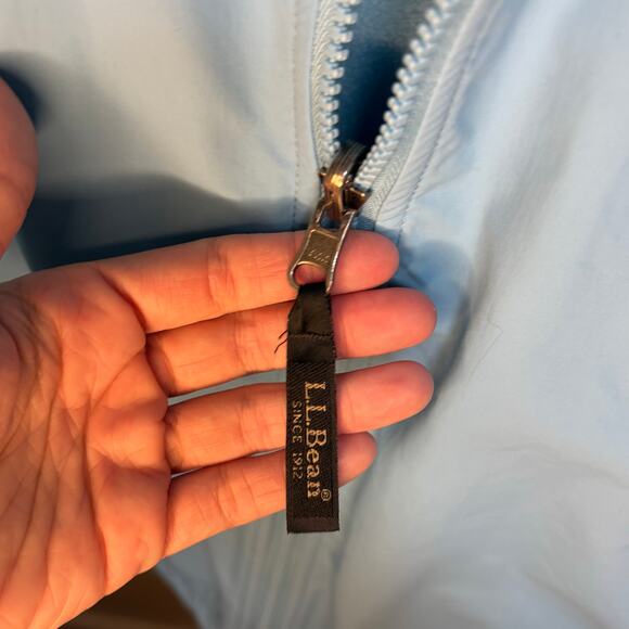 L.L. Bean Baby Blue Zip Up Rain Jacket Large Warm Winter Spring - Picture 5 of 9